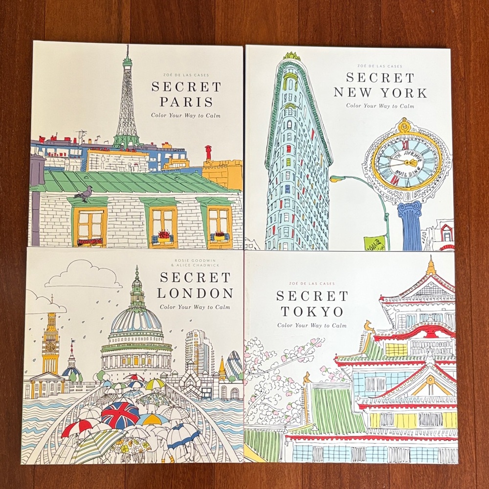 Secret Cities Coloring Book Set of 4